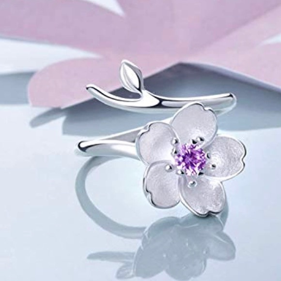 Jewelry 18k White Gold Cherry Blossom Flower Ring Poshmark